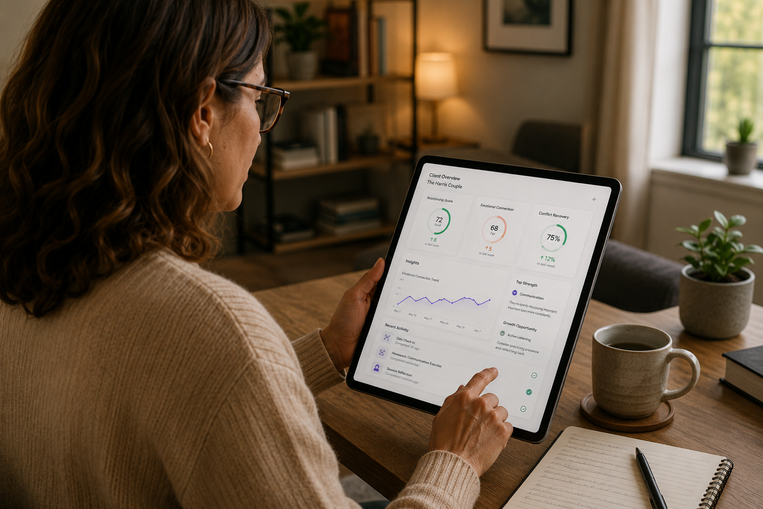 Actionable Insights Between Sessions view in Flourity therapist app